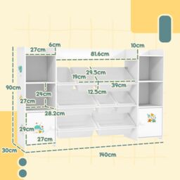 AIYAPLAY Kids Toy Storage Organiser with 8 Removable Storage Bins, White - thumbnail 3