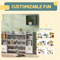AIYAPLAY Kids Toy Storage Organiser with 8 Removable Storage Bins, White - thumbnail 5
