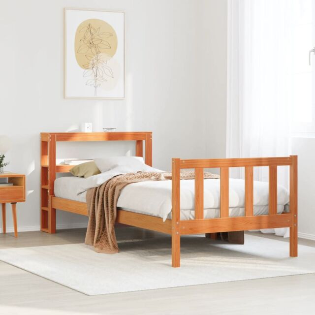 Berkfield Home Bed Frame with Headboard without Mattress Wax Brown 75x190 cm Small Single - image 1