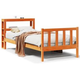 Berkfield Home Bed Frame with Headboard without Mattress Wax Brown 75x190 cm Small Single - thumbnail 2