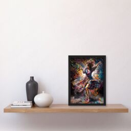 Artery8 Woman Dancing to Dynamic Music Rhythm Artwork Framed Wall Art Print A4 in Black - thumbnail 2