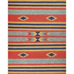 Wyld and Coco Kilim Handwoven Cotton Rug Multicolour Reversible Flat Weave Tassels - Size: 140 cm x 200 cm - thumbnail 2
