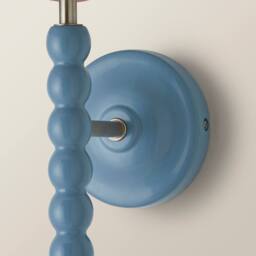 ValueLights Bobbins Pair Blue Bobble Wall Lights & Linen Pastel Trim Lamp Shades in Pale Pink - thumbnail 5