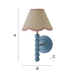 ValueLights Bobbins Pair Blue Bobble Wall Lights & Linen Pastel Trim Lamp Shades in Pale Pink - thumbnail 7