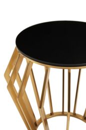 Orsina Elegant Black & Gold Round Side Table, Stylish Black Glass Topped Round Table for Livingrooms & Bedrooms - thumbnail 3