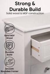 Hygrad Built to Survive 2 x White Wooden Free Standing Bedroom Bedside Nightstand Sold Pair - thumbnail 6