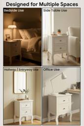 Hygrad Built to Survive 2 x White Wooden Free Standing Bedroom Bedside Nightstand Sold Pair - thumbnail 5