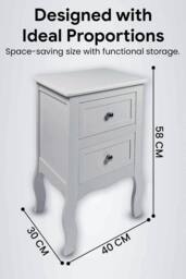 Hygrad Built to Survive 2 x White Wooden Free Standing Bedroom Bedside Nightstand Sold Pair - thumbnail 4