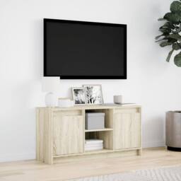 Berkfield Home TV Cabinet with LED Sonoma Oak 100x34x50 cm Engineered Wood in Light Brown - Size: 100 x 34 x 50 cm - thumbnail 4