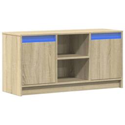 Berkfield Home TV Cabinet with LED Sonoma Oak 100x34x50 cm Engineered Wood in Light Brown - Size: 100 x 34 x 50 cm - thumbnail 3