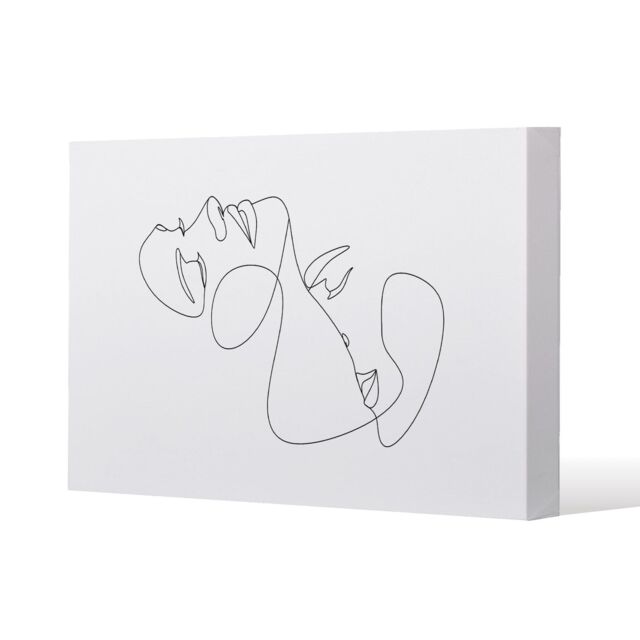 Benjamin Tate Design man & woman touch by one line (Canvas Print) / 127 x 101 x 4cm in Natural - Size: 127 x 101 x 4 cm - image 1