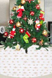Neel Blue Velvet Christmas Tree Skirt Round Xmas Tree Base Mat - 1 metre in Gold - thumbnail 1