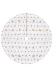 Neel Blue Velvet Christmas Tree Skirt Round Xmas Tree Base Mat - 1 metre in Gold - thumbnail 2