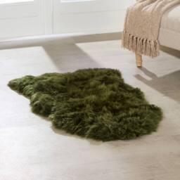 Native Natural Olive Green Sheepskin Rug XXL - Size: 60 cm x 120 cm - thumbnail 1