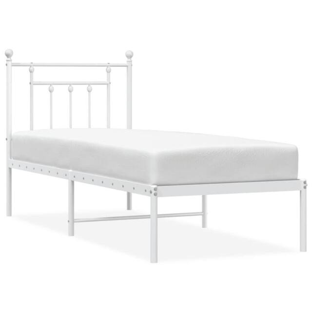 Berkfield Home Metal Bed Frame with Headboard White 75x190 cm Small Single - image 1