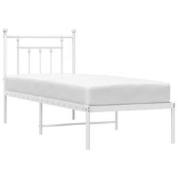 Berkfield Home Metal Bed Frame with Headboard White 75x190 cm Small Single - thumbnail 5