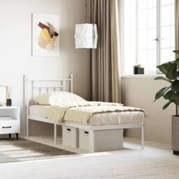 Berkfield Home Metal Bed Frame with Headboard White 75x190 cm Small Single - thumbnail 2