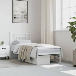 Berkfield Home Metal Bed Frame with Headboard White 75x190 cm Small Single - thumbnail 4