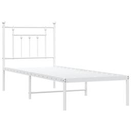 Berkfield Home Metal Bed Frame with Headboard White 75x190 cm Small Single - thumbnail 3