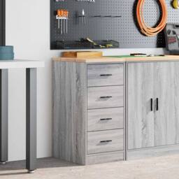 Berkfield Home Garage Storage Cabinet Grey Sonoma 40x51x85 cm Solid Wood Pine - Size: 40 x 51 x 85 cm - thumbnail 2