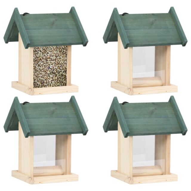 Berkfield Home Bird Feeders 4 pcs Firwood in Beige - image 1