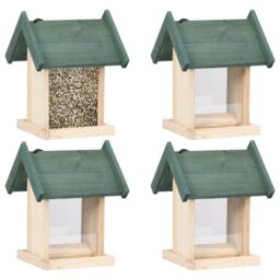 Berkfield Home Bird Feeders 4 pcs Firwood in Beige - thumbnail 1