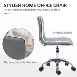 STILVORA Light Grey Faux Leather Office Chair with Castor Wheels - thumbnail 7