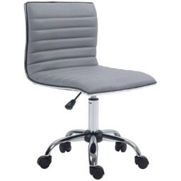 STILVORA Light Grey Faux Leather Office Chair with Castor Wheels - thumbnail 4