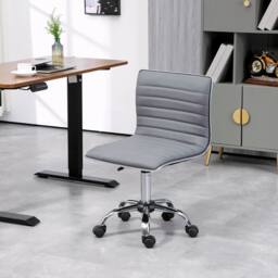 STILVORA Light Grey Faux Leather Office Chair with Castor Wheels - thumbnail 2