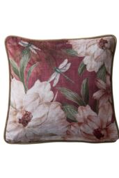 Appletree 'Fiorella' Floral Velvet Filled Cushion in Wine - Size: 43 cm x 43 cm - thumbnail 2