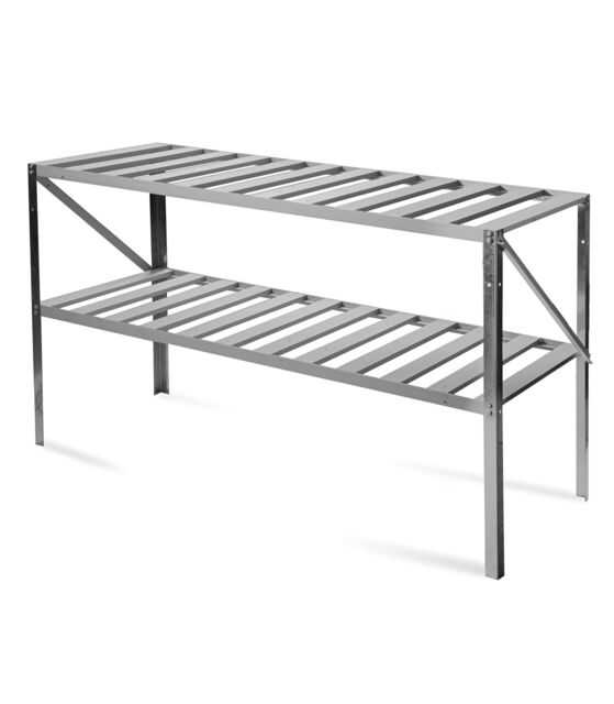 Primrose Traditional 2 Tier Greenhouse Staging Shelf Workbench in Silver 126cm - Size: 1200mm x 500mm - image 1