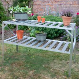 Primrose Traditional 2 Tier Greenhouse Staging Shelf Workbench in Silver 126cm - Size: 1200mm x 500mm - thumbnail 3