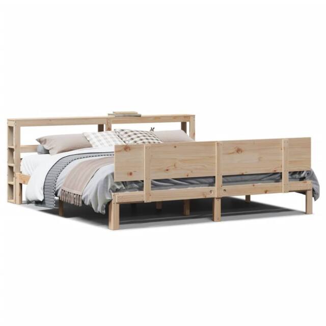 Berkfield Home Bed Frame with Headboard without Mattress 200x200 cm in Light Oak - image 1