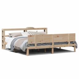 Berkfield Home Bed Frame with Headboard without Mattress 200x200 cm in Light Oak - thumbnail 1