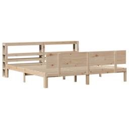 Berkfield Home Bed Frame with Headboard without Mattress 200x200 cm in Light Oak - thumbnail 3