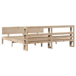 Berkfield Home Bed Frame with Headboard without Mattress 200x200 cm in Light Oak - thumbnail 6