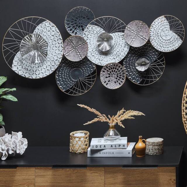 Wyld and Coco Industrial Metal Wall Circles - Silver Copper Black - image 1