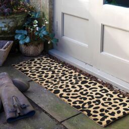Artsy Mats Leopard Print Patio Doormat in Beige - Size: 40 cm x 120 cm - thumbnail 1
