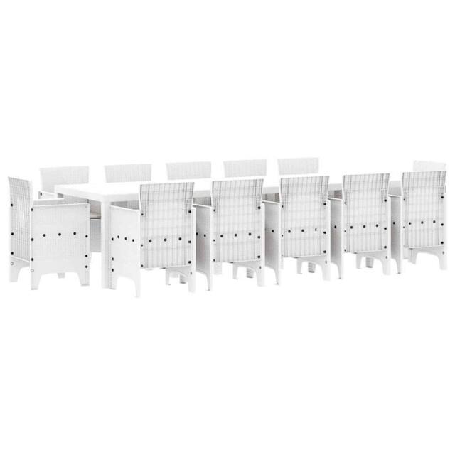 Berkfield Home 13 Piece Garden Dining Set with Cushions White Poly Rattan - image 1