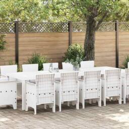 Berkfield Home 13 Piece Garden Dining Set with Cushions White Poly Rattan - thumbnail 2