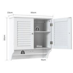 Gymax Bathroom Medicine Cabinet Wall Mounted With Double Louvered Doors in White - thumbnail 3