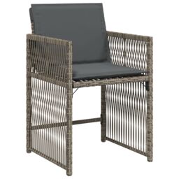 Berkfield Home 5 Piece Garden Dining Set with Cushions Grey Poly Rattan - thumbnail 6
