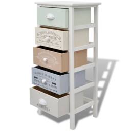 Berkfield Home French Storage Cabinet 5 Drawers Wood in White - thumbnail 4