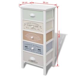 Berkfield Home French Storage Cabinet 5 Drawers Wood in White - thumbnail 6