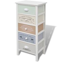 Berkfield Home French Storage Cabinet 5 Drawers Wood in White - thumbnail 1