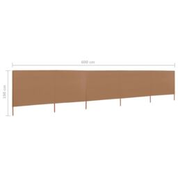 Berkfield Home 5-panel Wind Screen Fabric 600x160 cm Taupe in Beige - thumbnail 6