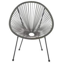 Wyld and Coco Two Seat Papasan Chairs Set Dark Grey PE Rattan Powder Coat Steel - thumbnail 5