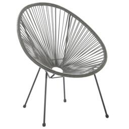 Wyld and Coco Two Seat Papasan Chairs Set Dark Grey PE Rattan Powder Coat Steel - thumbnail 4