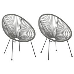 Wyld and Coco Two Seat Papasan Chairs Set Dark Grey PE Rattan Powder Coat Steel - thumbnail 2