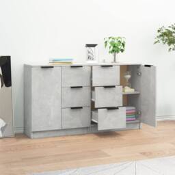 Berkfield Home Sideboards 2 pcs Concrete Grey 60x30x70 cm Engineered Wood - Size: 60 x 30 x 70 cm - thumbnail 1